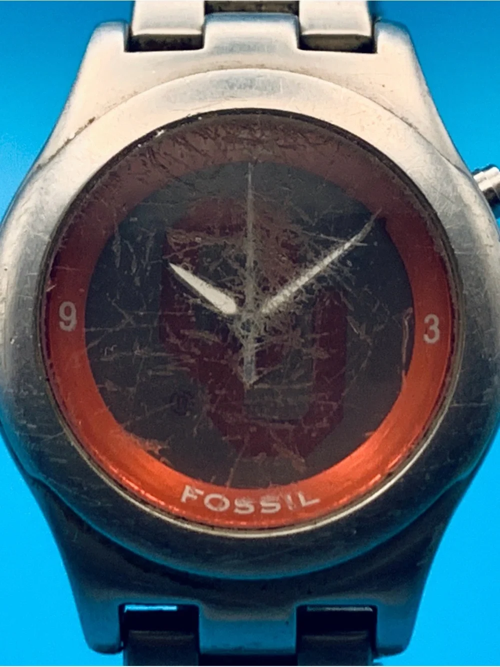 FOSSIL KALEIDO LI2092 University Of Oklahoma Men’s Vtg Wristwatch Works New Batt